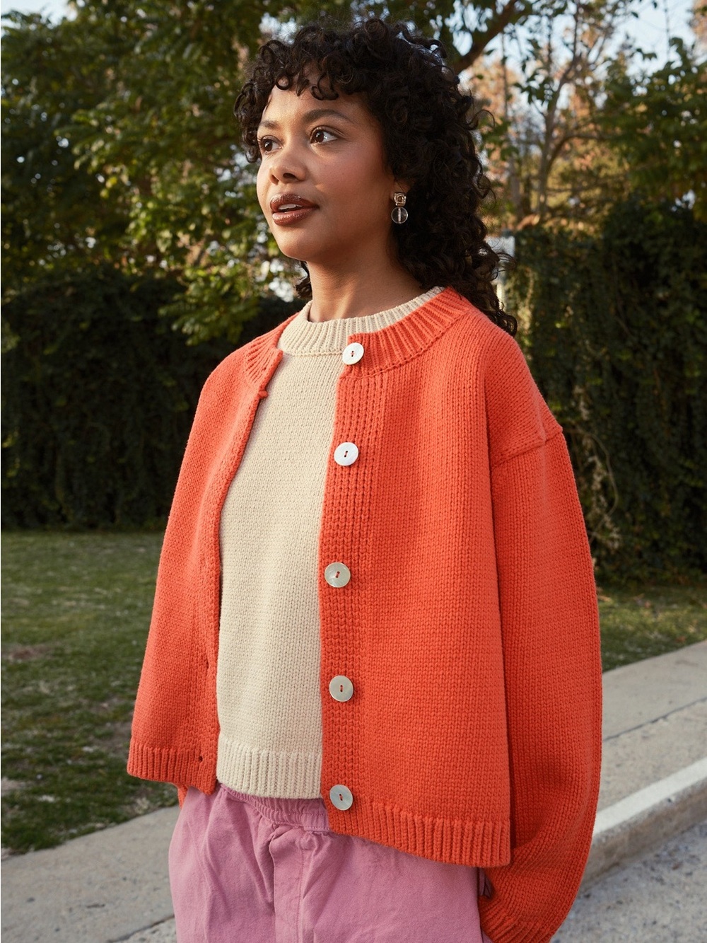 Nikki Chasin | Shiloh Cotton Cardigan in Coral - Picture 6 of 7
